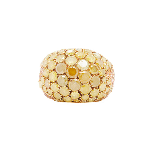De Grisogono Fancy Yellow Diamond & Orange Garnet 18K Gold Dome Cocktail Ring