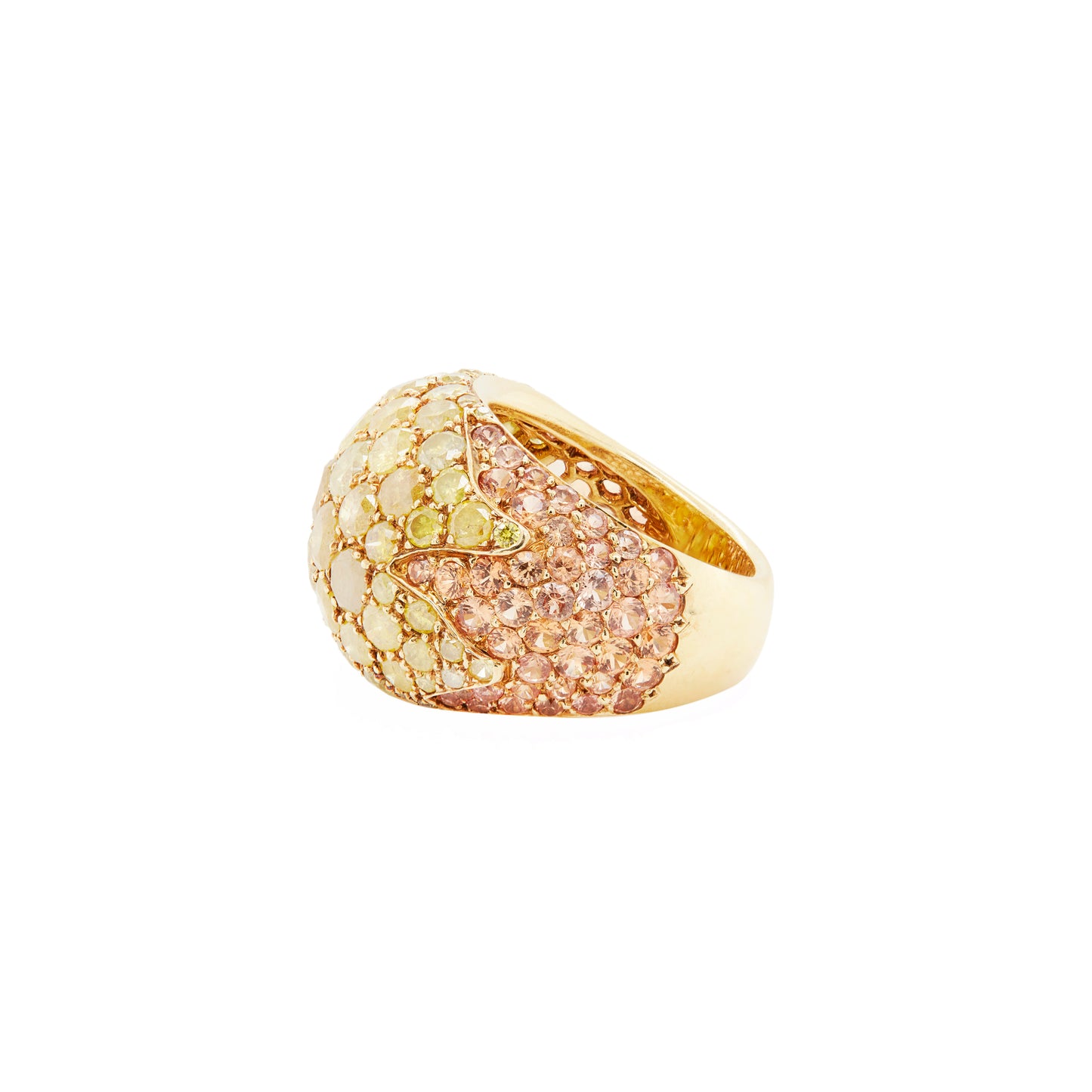De Grisogono Fancy Yellow Diamond & Orange Garnet 18K Gold Dome Cocktail Ring
