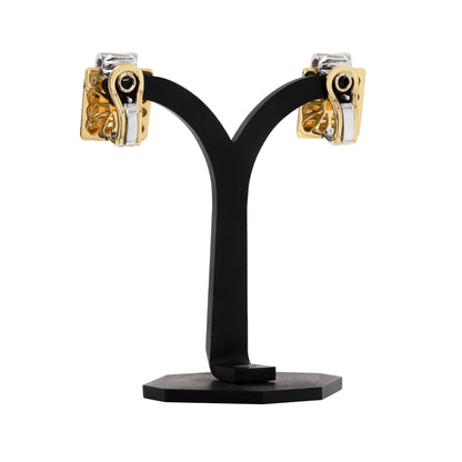 Retro Citrine and Diamond 18 Carat Gold Square Stud Earrings