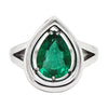2.72 Carat Pear Shaped Emerald Platinum Ring