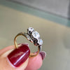 Old Cut Three-Stone Twist 18 Carat Gold and Platinum Ring, Circa 1920s