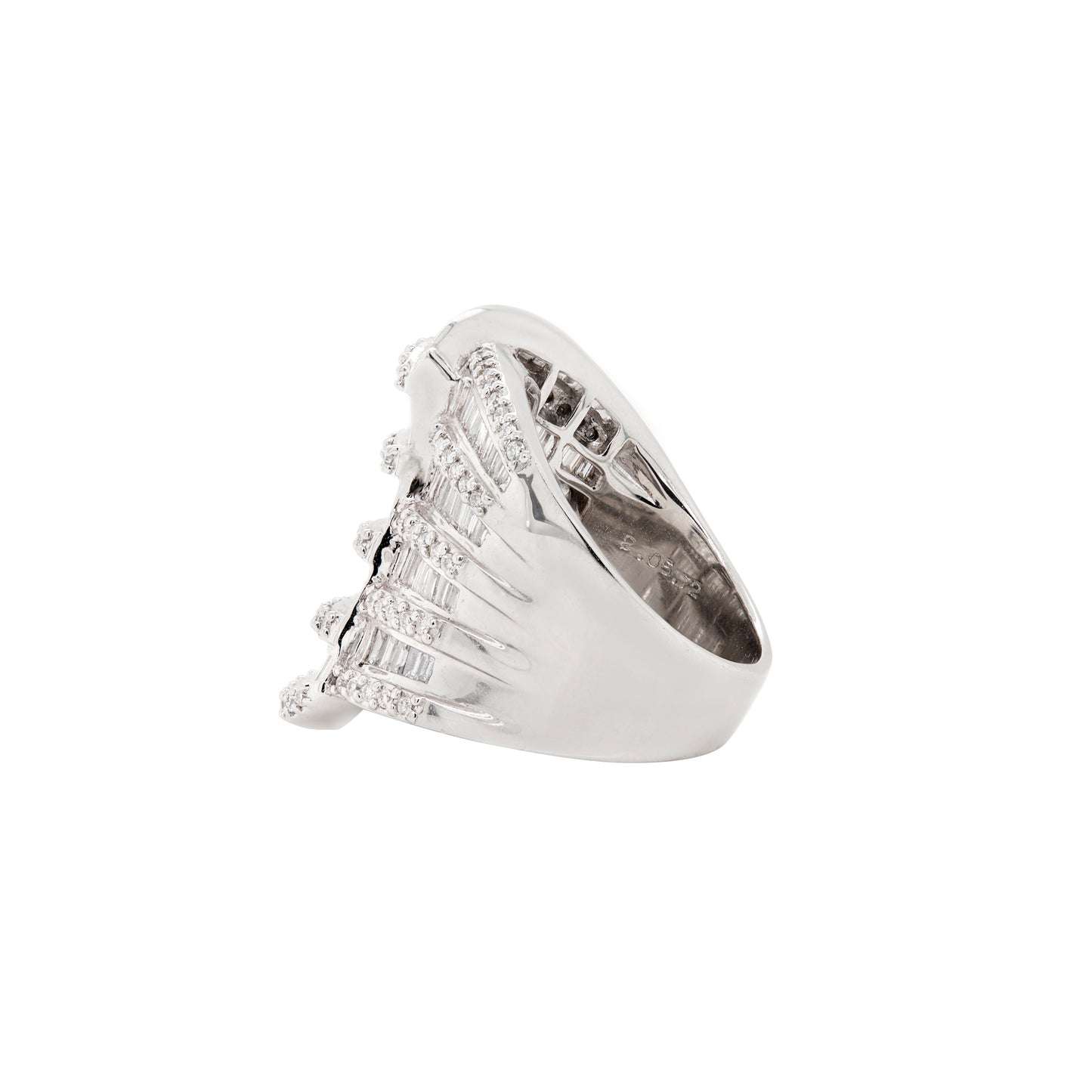 2.77ct Mixed Cut Diamond 18 Carat White Gold Chunky Wide Cocktail Ring