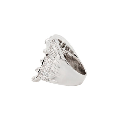 2.77ct Mixed Cut Diamond 18 Carat White Gold Chunky Wide Cocktail Ring