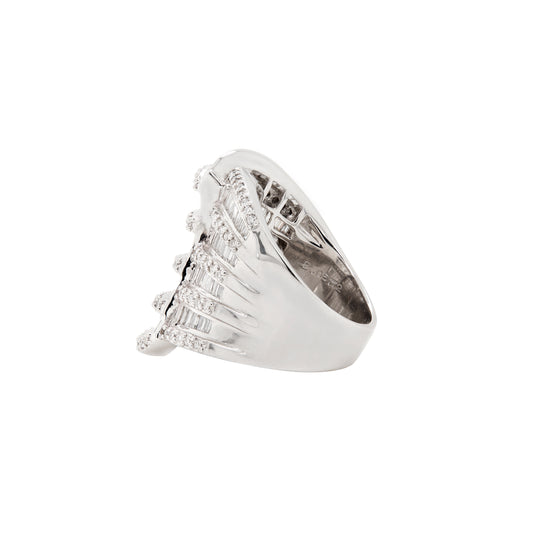 2.77ct Mixed Cut Diamond 18 Carat White Gold Chunky Wide Cocktail Ring