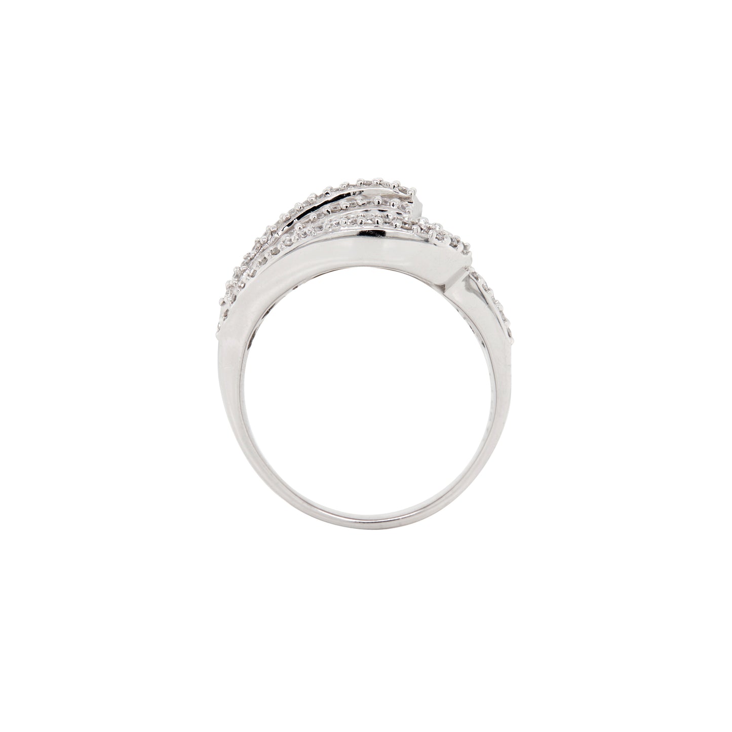 2.77ct Mixed Cut Diamond 18 Carat White Gold Chunky Wide Cocktail Ring