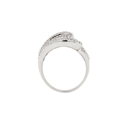 2.77ct Mixed Cut Diamond 18 Carat White Gold Chunky Wide Cocktail Ring
