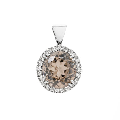 4.25ct Zircon and Diamond 18 Carat White Gold Halo Cluster Pendant