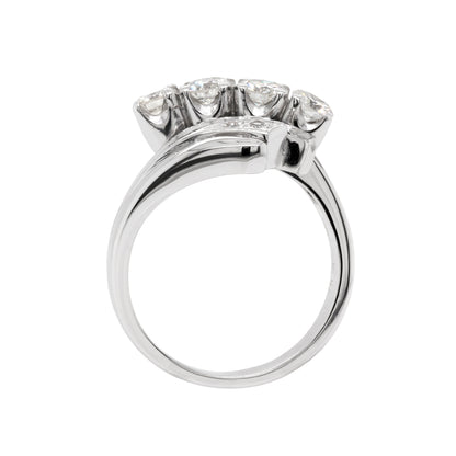 Vintage Diamond 18 Carat White Gold Crossover Dress Ring