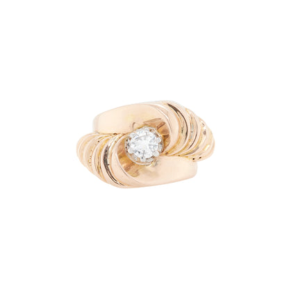 Vintage Buccellati Diamond and 18 Carat Yellow Gold Sculptural Swirl Dress Ring