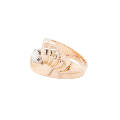 Vintage Buccellati Diamond and 18 Carat Yellow Gold Sculptural Swirl Dress Ring