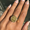 900 Dos Pesos Mexican Coin Gents Ring in 14 Carat Yellow Gold