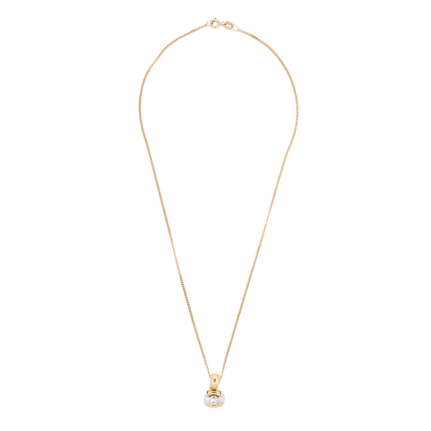 Diamond 18 Carat Yellow and White Gold Circular Pendant Necklace