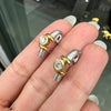 Diamond 18 Carat White and Yellow Gold Half-Hoop Earrings