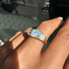 Antique Opal and Old mine cut diamond 18ct Yellow Gold Ring