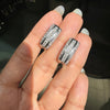 Diamond and 18 Carat White Gold Three-Row Lever-Back Half Hoop Earrings