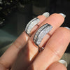 Diamond and 18 Carat White Gold Three-Row Lever-Back Half Hoop Earrings