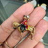 Vintage Enamel and 9K Yellow Gold 3D Royal Queen's Guard & Horse Charm