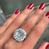 Aquamarine and Diamond Platinum Cluster Dress Ring