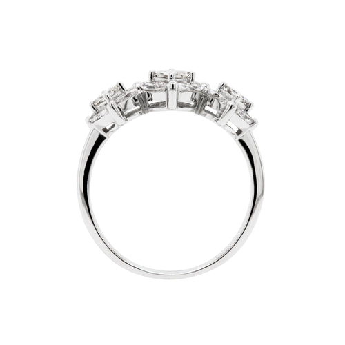 18 Carat White Gold Trilogy Diamond Cluster Engagement Ring