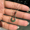 Vintage Emerald and Diamond 9 Carat Yellow Gold Open Work Drop Pendant and Chain
