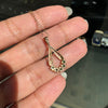 Vintage Emerald and Diamond 9 Carat Yellow Gold Open Work Drop Pendant and Chain