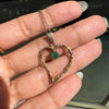 Vintage Emerald & 9 Carat Yellow Gold Open Work Heart Shape Pendant and Chain