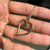 Vintage Emerald & 9 Carat Yellow Gold Open Work Heart Shape Pendant and Chain