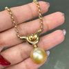 Golden Cultured Pearl and 18 Carat Yellow Gold Love Knot Pendant Necklace