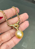 Golden Cultured Pearl and 18 Carat Yellow Gold Love Knot Pendant Necklace