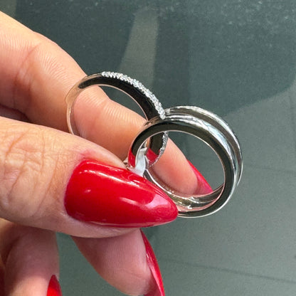 18 Carat White Gold Two-Piece Ring with Detachable Diamond Set Band