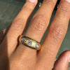 Antique Old Mine Cut Diamond 18K Yellow Gold Gents Three-Stone Ring