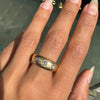 Antique Old Mine Cut Diamond 18K Yellow Gold Gents Three-Stone Ring