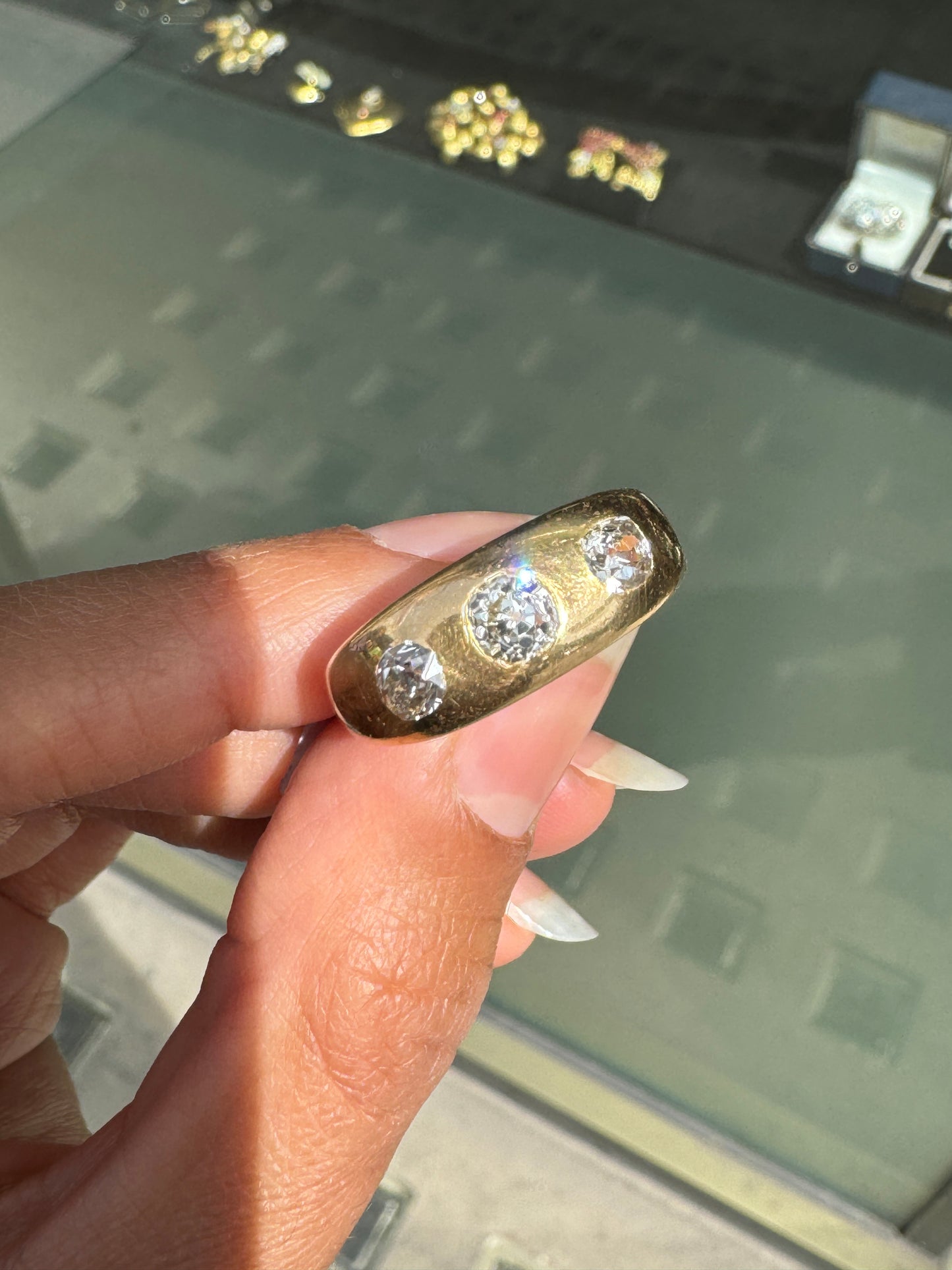 Diamond 18 Carat Yellow and White Gold Rope Wide Band Ring