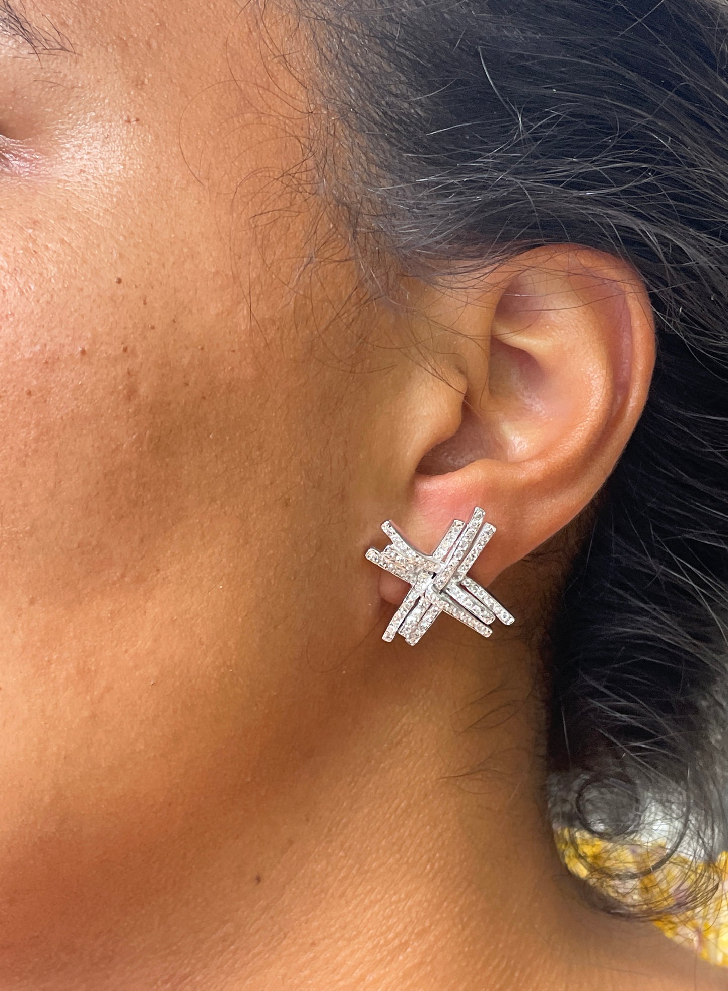Diamond 18 Carat White Gold Cross Stud Earrings