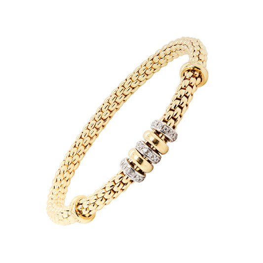 FOPE Prima Flex'it Diamond Woven Link Bracelet in 18 Carat Yellow and White Gold