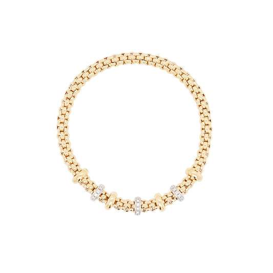 FOPE Prima Flex'it Diamond Woven Link Bracelet in 18 Carat Yellow and White Gold