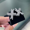 Diamond 18 Carat White Gold Cross Stud Earrings