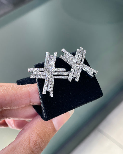Diamond 18 Carat White Gold Cross Stud Earrings