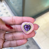 Amethyst, Diamond Pink Enamel 18 Carat Yellow Gold Heart Pendant