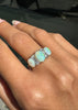 Antique Opal and Old Mine Cut Diamond 18 Carat Gold Three-Stone Ring