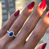 1.20ct Blue Sapphire and Diamond 18 Carat White Gold Halo Engagement Ring