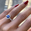 1.20ct Blue Sapphire and Diamond 18 Carat White Gold Halo Engagement Ring
