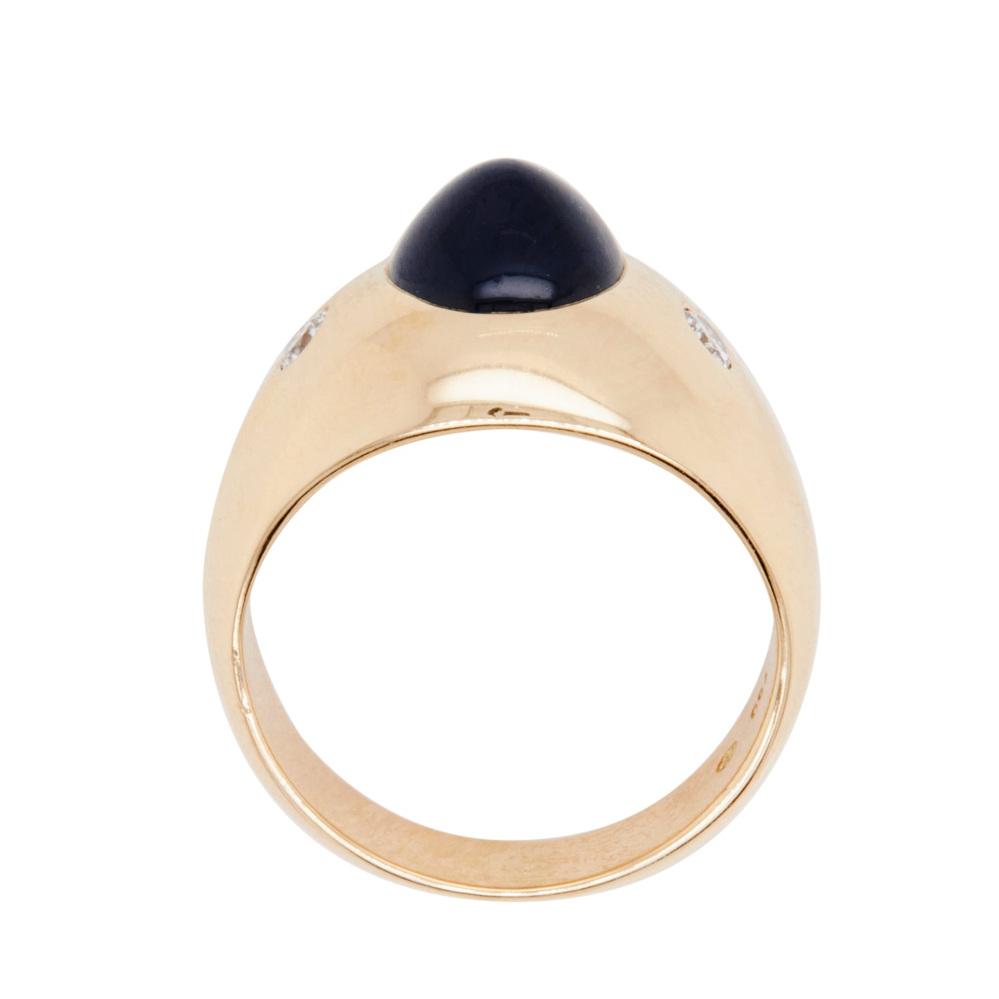 Sugarloaf Cabochon Blue Sapphire and Diamond Bombé Dome Dress Ring in 18K Gold