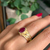 Oval Ruby 18 Carat Yellow Gold Geometric Ring