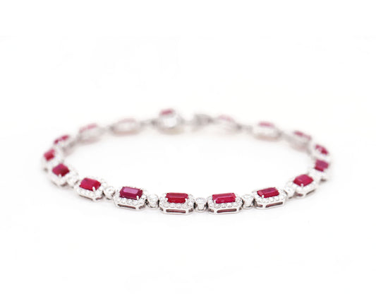 Ruby and Diamond 18 Carat White Gold Bracelet