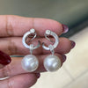 South Sea Pearl and Diamond 18 Carat White Gold Drop Earrings