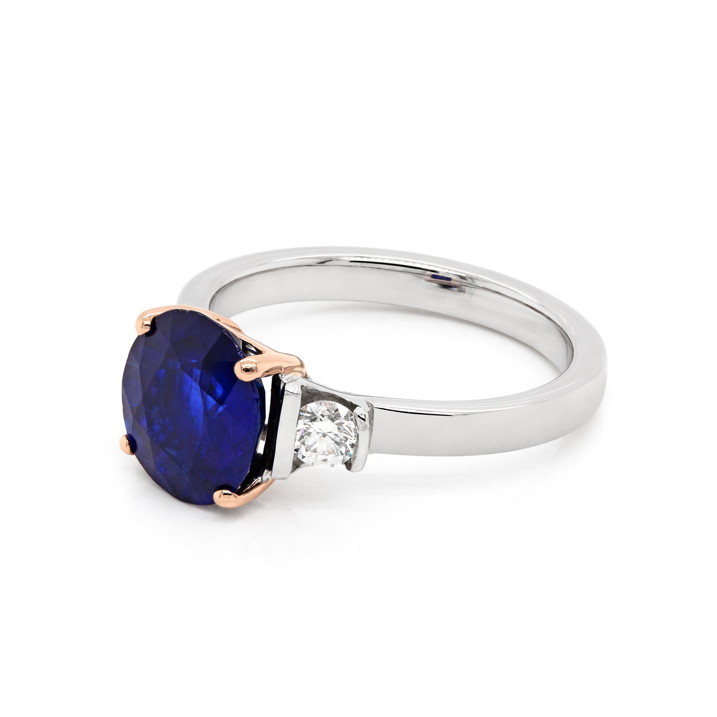 2.22ct Blue Sapphire and Diamond Platinum and Rose Gold Engagement Ring