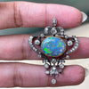 Antique Black Opal and Old Mine Cut Diamond Silver on Gold Brooch, circa 1880