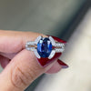 French 2.75 Carat Blue Sapphire and Diamond 18 Carat Gold Engagement Ring