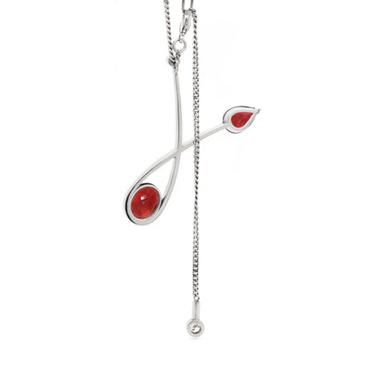 Abstract Garnet and Diamond Platinum Pendant and Chain